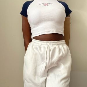 White Y2k joggers